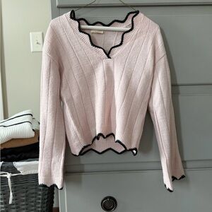 Mystree Blush Sweater with Black Edging